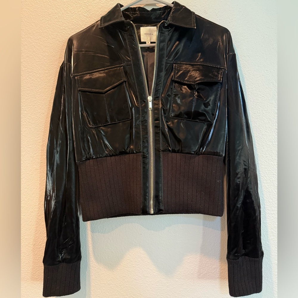 Sleek Black Bomber Jacket from Italy